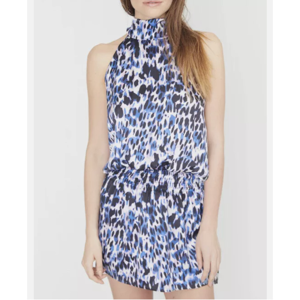 NWT Silk Generation Love Gigi Mini Dress Halter‎ Leopard Multi Size Small
